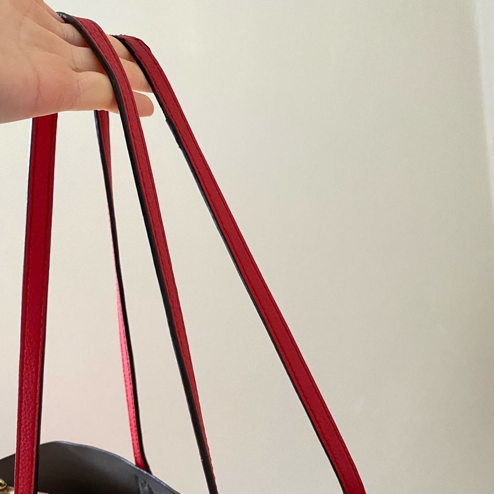 Tory Burch Perry Red Pebble Leather Triple Compartment Tote/Shoulder Bag - Picture 9 of 16